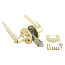 AP Products® - Polished Brass Thumb Operated Keyless Lever Handle Lock