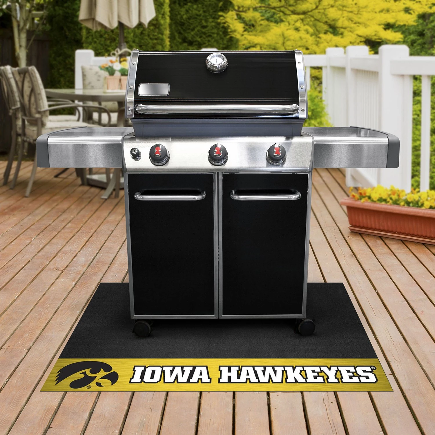 FanMats® 12120 - NCAA University Of Iowa 26" X 42" Grill Mat With "Hawkeye" Logo & "Iowa Hawkeyes" Wordmark 4 FanMats® 12120 - NCAA University Of Iowa 26" X 42" Grill Mat With "Hawkeye" Logo & "Iowa Hawkeyes" Wordmark - Image 2