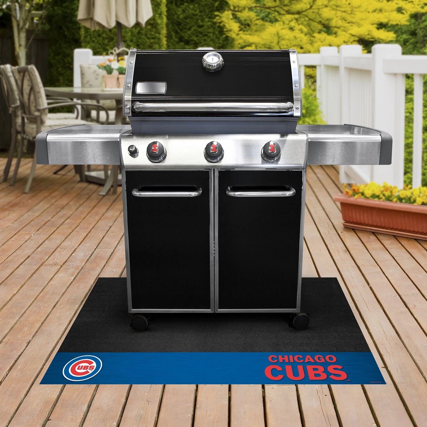 FanMats® 12148 - MLB "Chicago Cubs" 26" X 42" Grill Mat With "Circular Cubs" Primary Logo & "Chicago Cubs" Wordmark 4 FanMats® 12148 - MLB "Chicago Cubs" 26" X 42" Grill Mat With "Circular Cubs" Primary Logo & "Chicago Cubs" Wordmark - Image 2