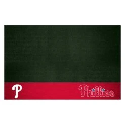 FanMats® 12164 - MLB "Philadelphia Phillies" 26" X 42" Grill Mat With "Baseball Diamond, Bell & Script Phillies" Logo & Wordmark
