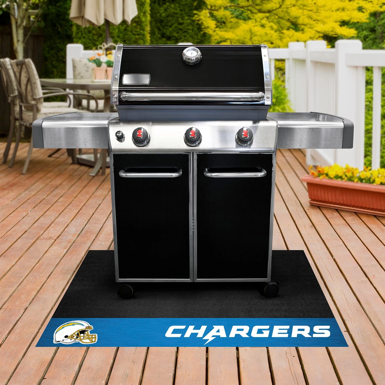 FanMats® 12199 - NFL "Los Angeles Chargers" 26" X 42" Grill Mat With "Lightening Bolt" Logo & "Chargers" Wordmark 4 FanMats® 12199 - NFL "Los Angeles Chargers" 26" X 42" Grill Mat With "Lightening Bolt" Logo & "Chargers" Wordmark - Image 2