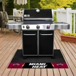 FanMats® 14210 - NBA "Miami Heat" 26" X 42" Grill Mat With "Flaming Basketball" Logo