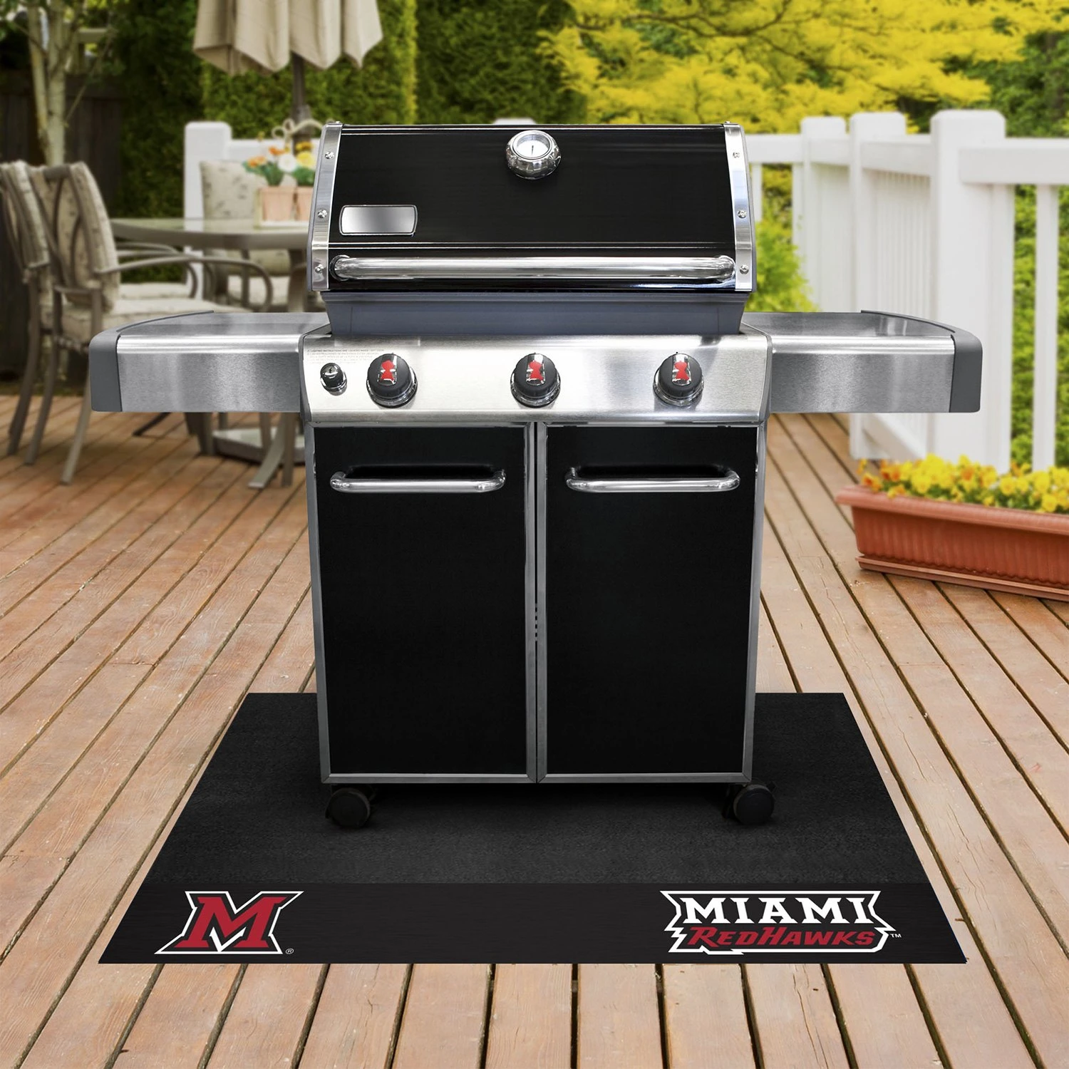 FanMats® 22012 - NCAA Miami University (OH) 26" X 42" Grill Mat With "Block M" Logo & Wordmark 4 FanMats® 22012 - NCAA Miami University (OH) 26" X 42" Grill Mat With "Block M" Logo & Wordmark - Image 2
