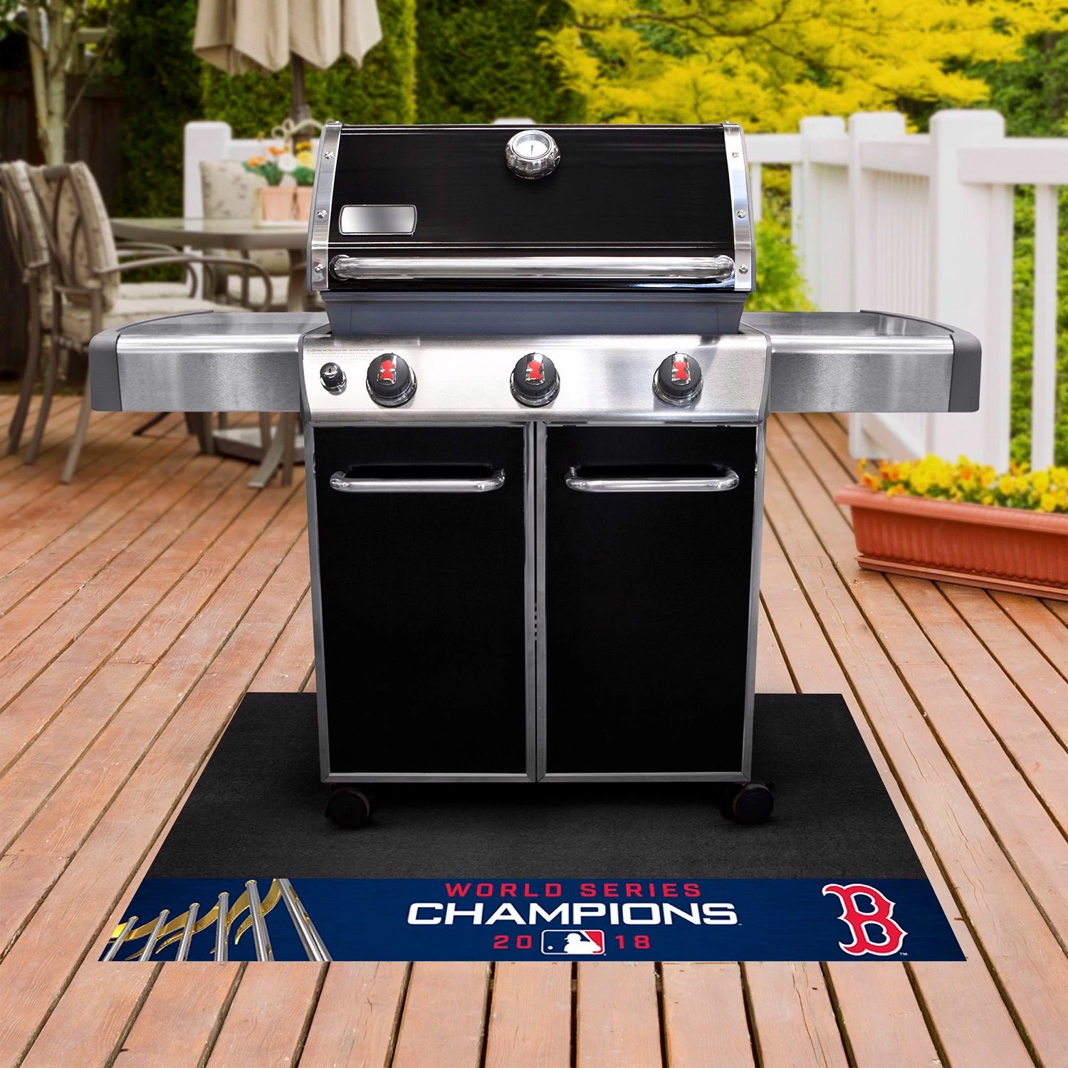 FanMats® 25701 - MLB "Boston Red Sox" 26" X 42" Grill Mat With "2018 World Series Champions" Logo 4 FanMats® 25701 - MLB "Boston Red Sox" 26" X 42" Grill Mat With "2018 World Series Champions" Logo - Image 2