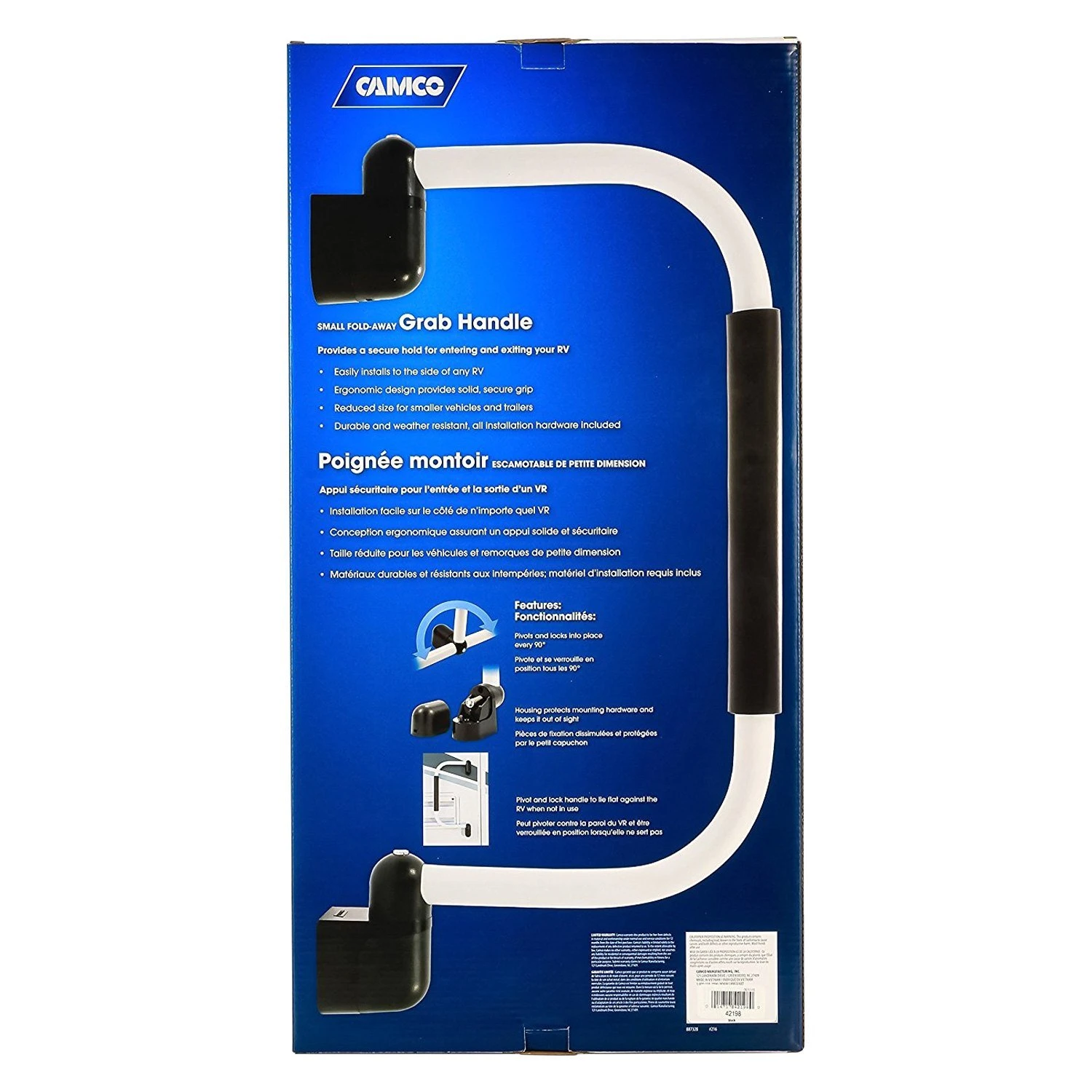 Camco® 42198 - 18.0"L White Aluminum Short Folding Grab Handle 8 Camco® 42198 - 18.0"L White Aluminum Short Folding Grab Handle - Image 6