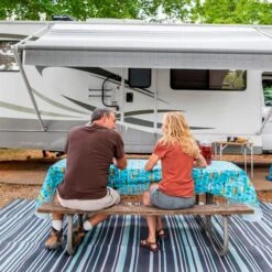 Camco® - RV And Tree Sketch Design Tablecloth With Bench Covers 35 Camco® - RV And Tree Sketch Design Tablecloth With Bench Covers -Summit Trails 53380 14