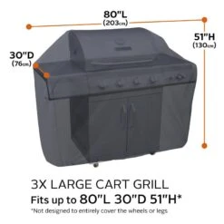 Classic Accessories® - Classic™ Black 3X-Large BBQ Grill Cover (80"L X 30"W X 51"H) -Summit Trails 55 310 350401 00 6