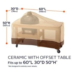Classic Accessories® - Veranda™ Pebble Large BBQ Grill Dome With Side Table Cover (60"L X 30"W X 50"H) -Summit Trails 55 410 011501 00 10