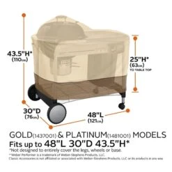 Classic Accessories® - Veranda™ Pebble Small/Medium BBQ Grill Cover For Weber™ Grills (40"L X 30"W X 43.5"H) 34 Classic Accessories® - Veranda™ Pebble Small/Medium BBQ Grill Cover For Weber™ Grills (40"L X 30"W X 43.5"H) -Summit Trails 55 411 011501 00 15