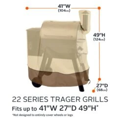 Classic Accessories® - Veranda™ Pebble Grill Cover For Traeger 22 Series Pellet Grill With Exhaust Arm (41"L X 27"W X 49"H) -Summit Trails 55 918 011501 00 12