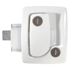 RV Designer® T502 - Trimark™ Steel White Standard Key Travel Trailer Entry Door Lock With Dead Bolt